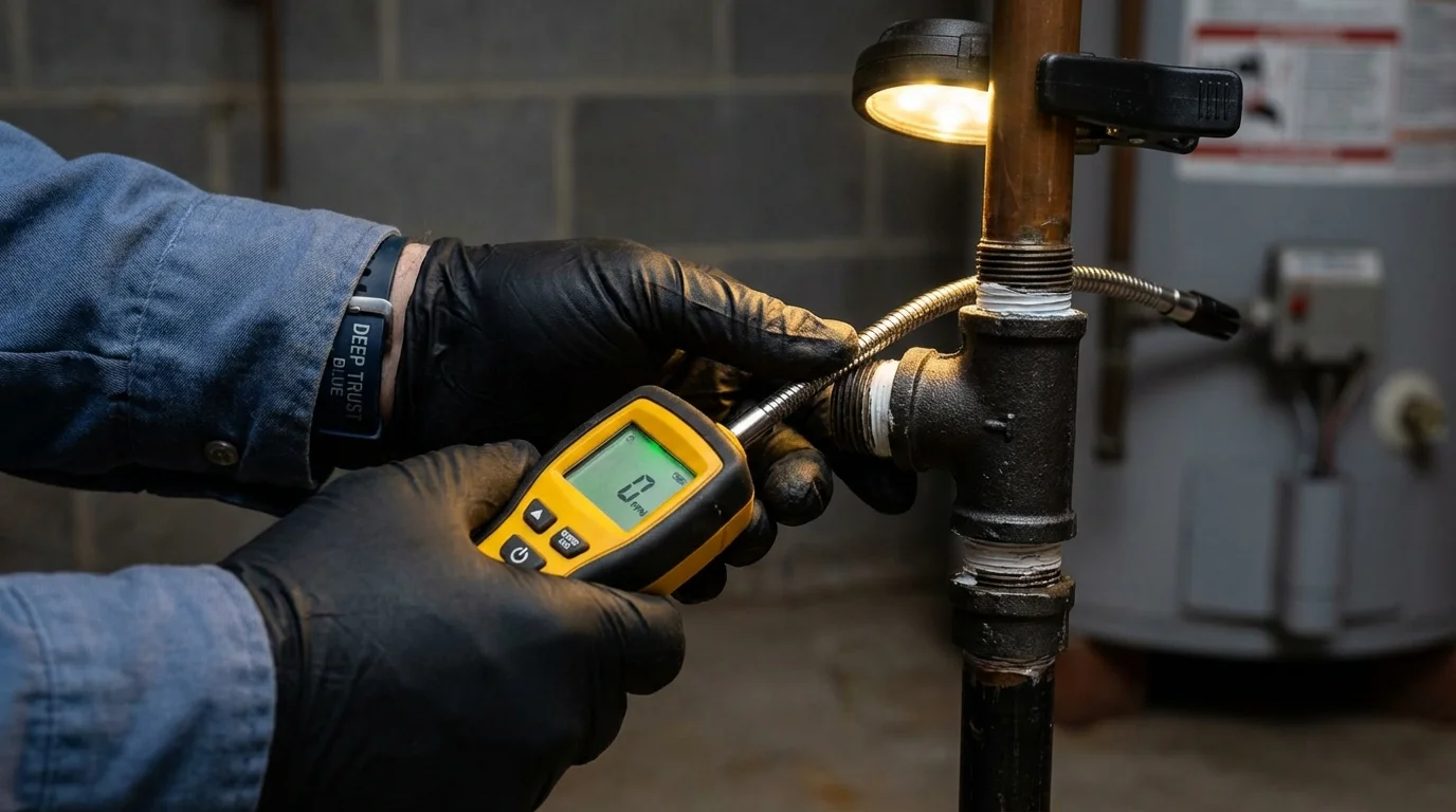 Gas leak detection with electronic sniffer by Johns Plumbing LLC in Ansonia