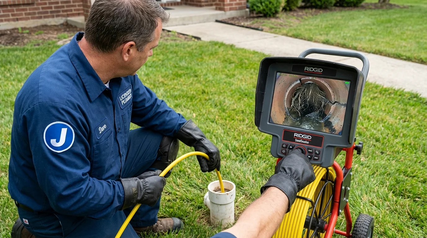 Sewer camera inspection being performed by Johns Plumbing LLC in Ansonia