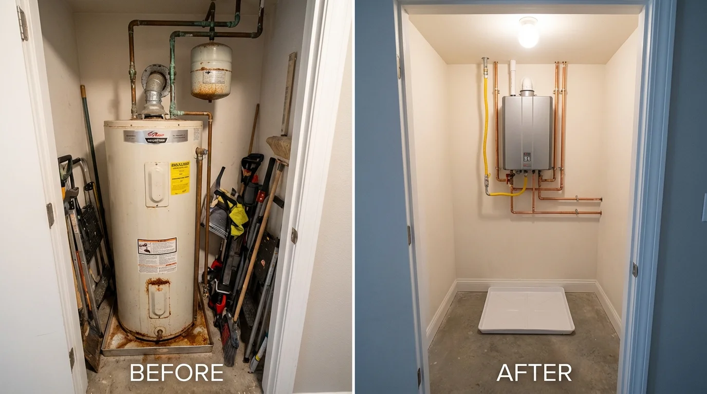 Tank water heater versus wall-mounted tankless unit comparison for Ansonia, CT homeowners